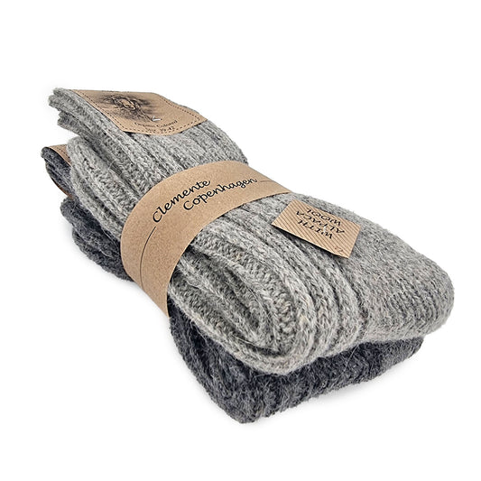 Thick alpaca wool socks, gray, pack of 2 pairs