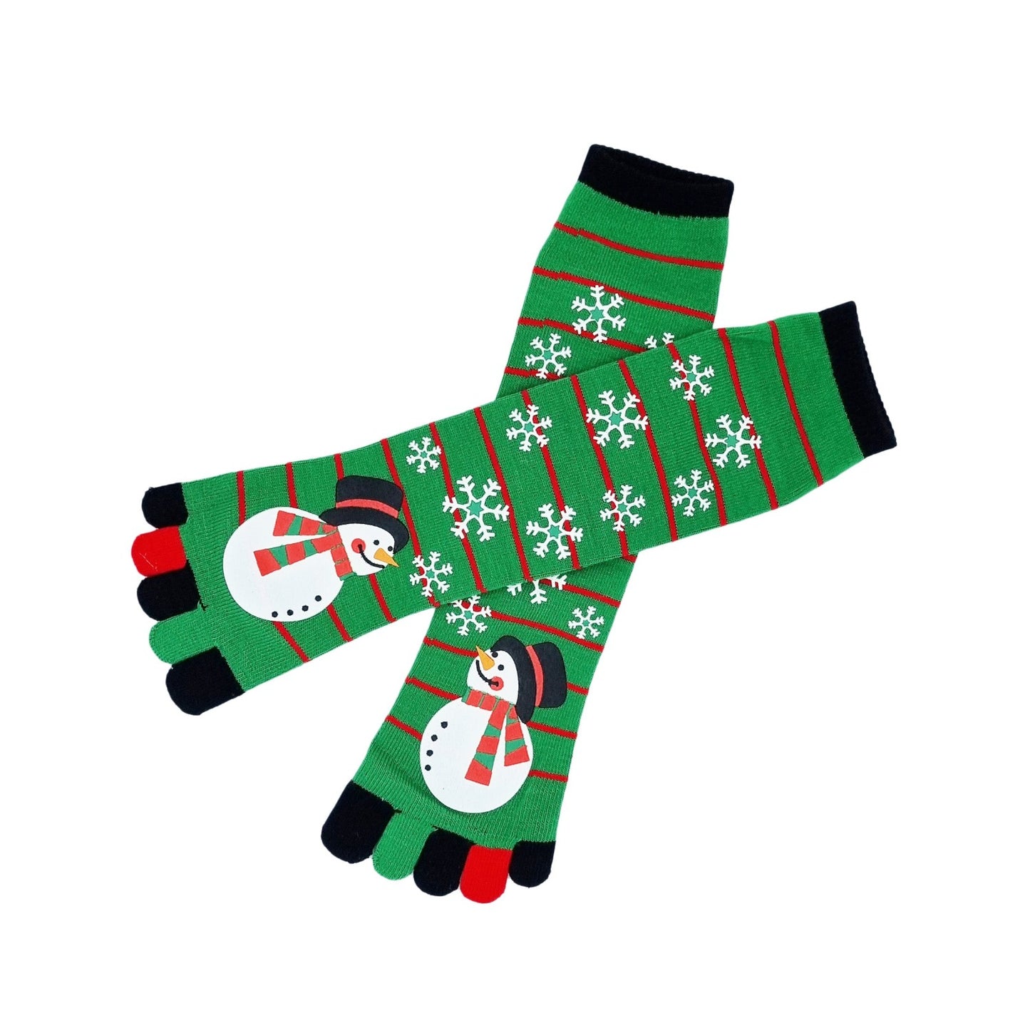 Chaussettes de Noël à orteils séparés vertes
