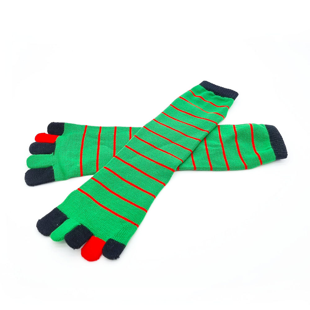 Chaussettes de Noël à orteils séparés vertes