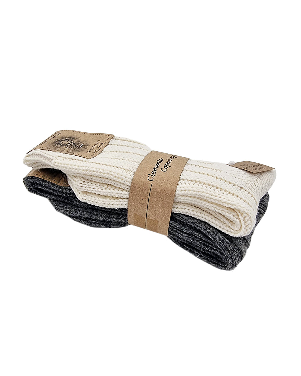 Chaussettes épaisses en laine d'alpaga, blanches et grises, lot de 2 paires