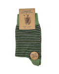 Chaussettes en laine mérinos, vertes rayées