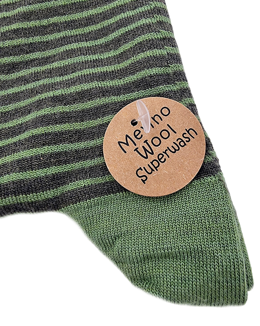 Chaussettes en laine mérinos, vertes rayées