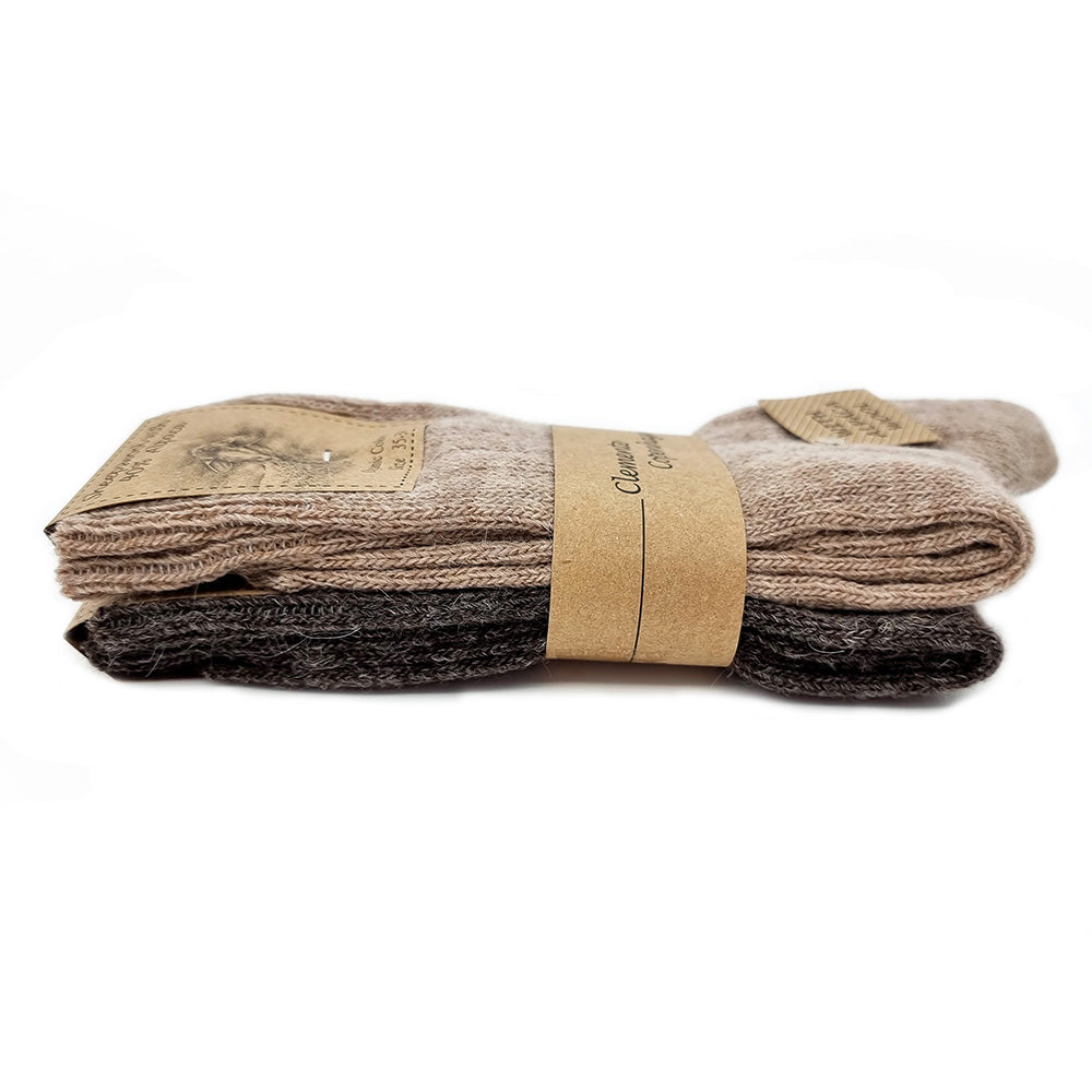 Alpaca woolen socks set of 2 pairs (brown/beige)