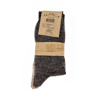 Chaussettes en Laine d'Alpaga lot de 2 paires (marron/beige)