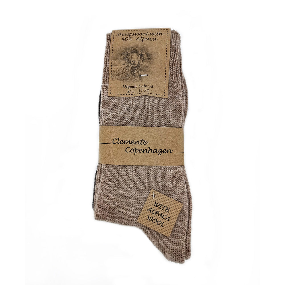 Chaussettes en Laine d'Alpaga lot de 2 paires (marron/beige)