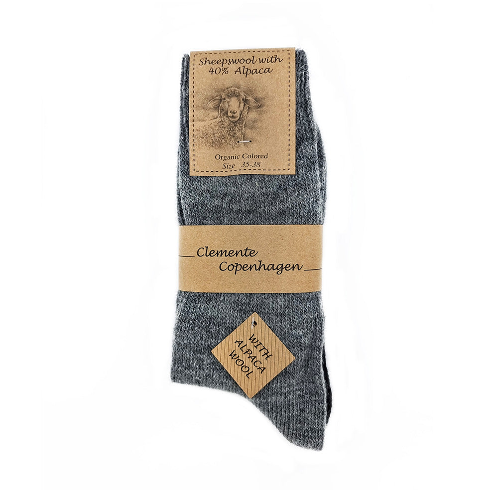 Alpaca woolen socks, set of 2 pairs (grey/black) 