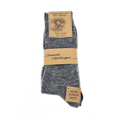 Alpaca woolen socks, set of 2 pairs (grey/black) 