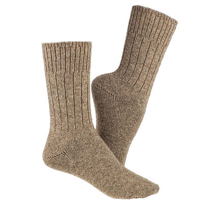 Chaussettes en Laine d'Alpaga lot de 2 paires (marron/beige)