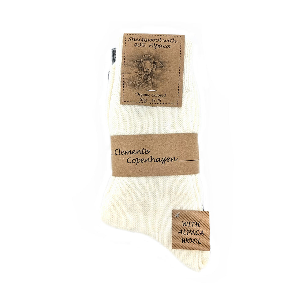 Alpaca woolen socks, set of 2 pairs (white/grey) 