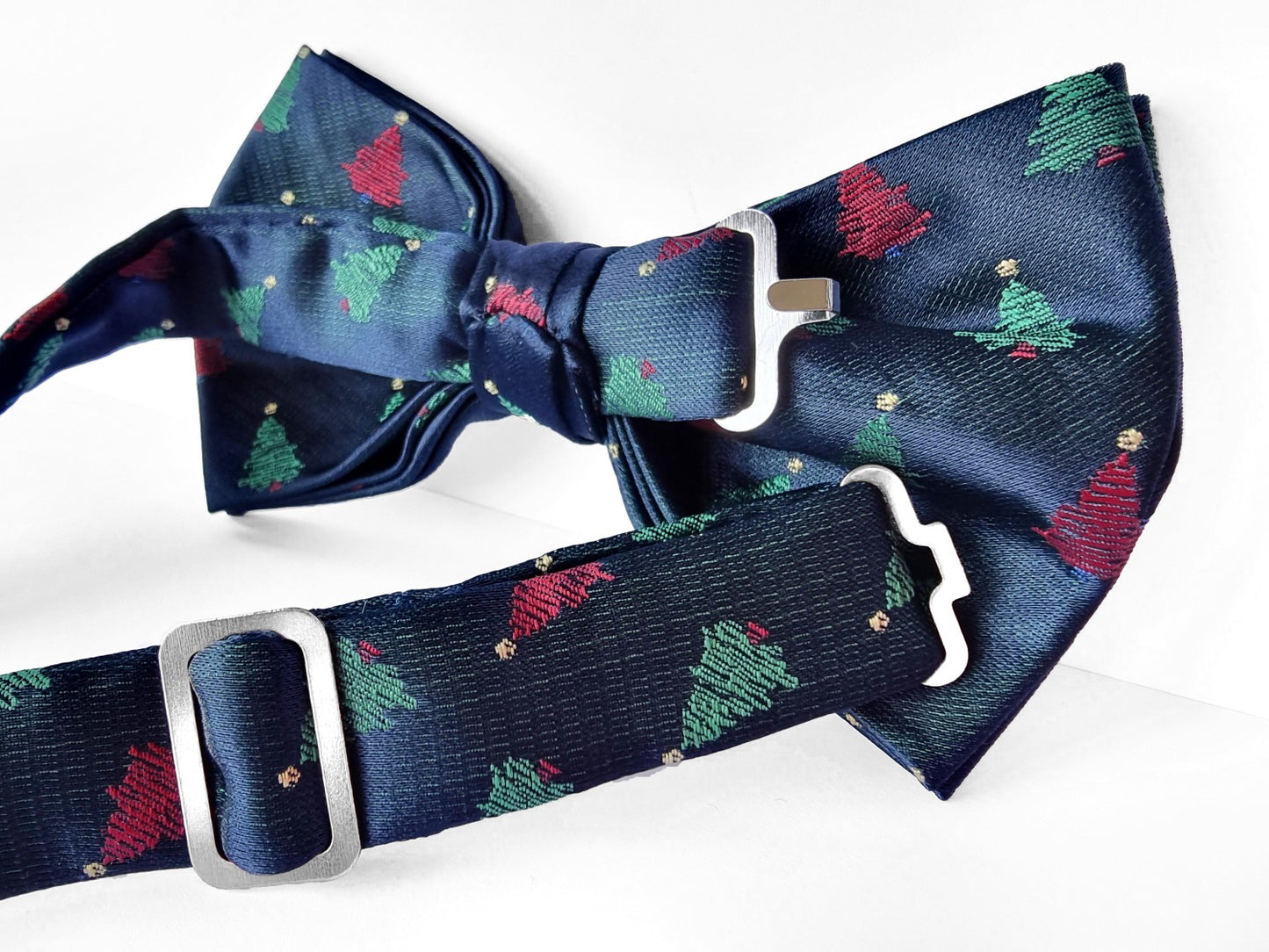 Christmas bowtie "Blue with Christmas trees"