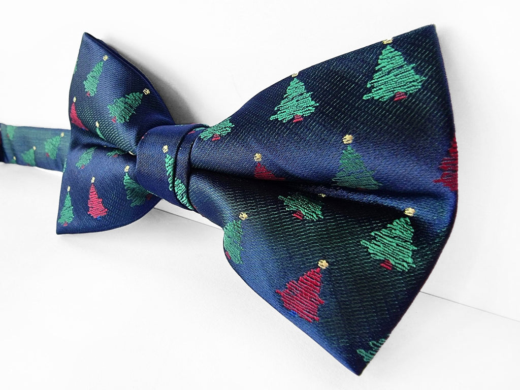 Christmas bowtie "Blue with Christmas trees"