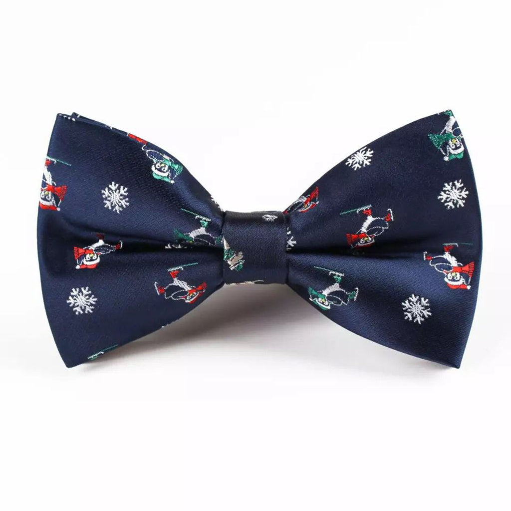 Christmas bow tie "Penguins on the ice rink"