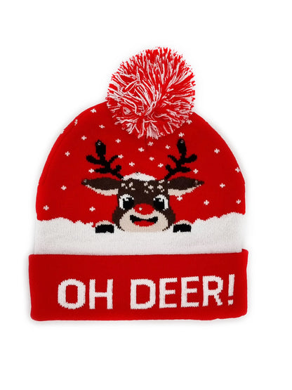 Flashing Christmas Beanie "Oh Deer!"