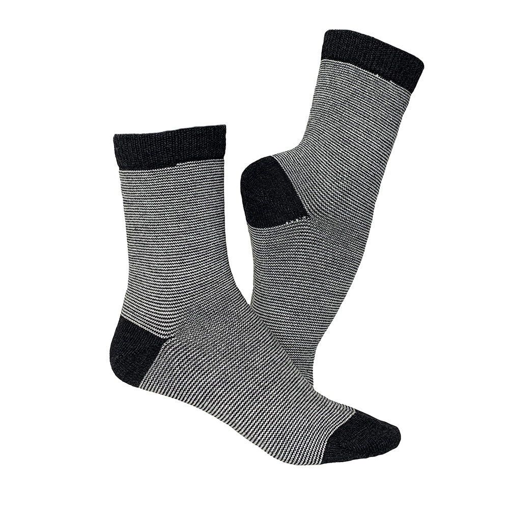 Striped black woolen socks, set of 2 pairs