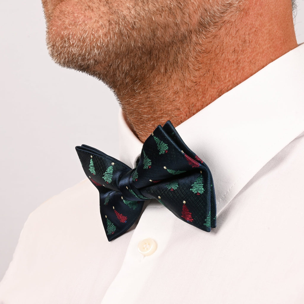 Christmas bowtie "Blue with Christmas trees"