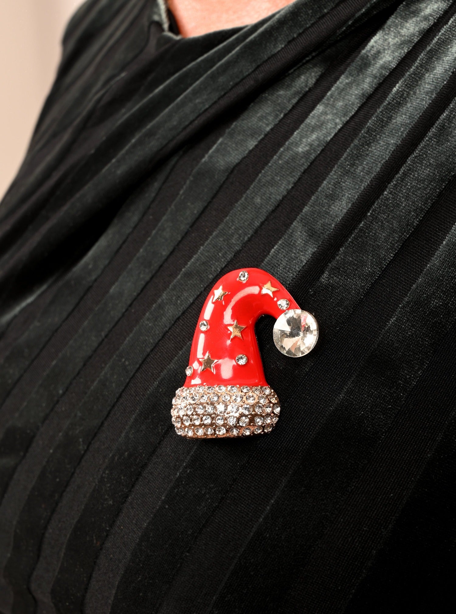 Broche de Noël "Chapeau de Père Noël"