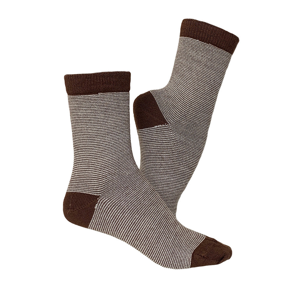 Striped brown socks 45% of wool, set of 2 pairs
