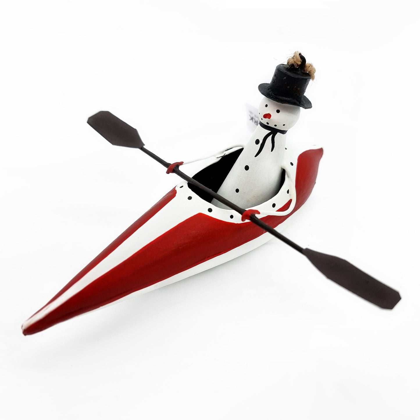 Snowman canoeing