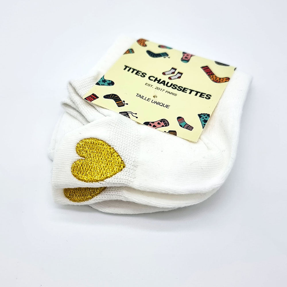 Chaussettes languettes Coeur, doré