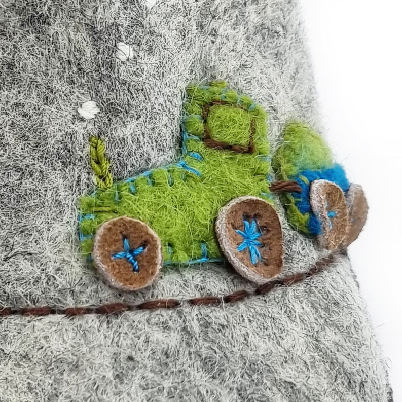 Chaussons en Feutre pour Enfants faits à la main (gris)