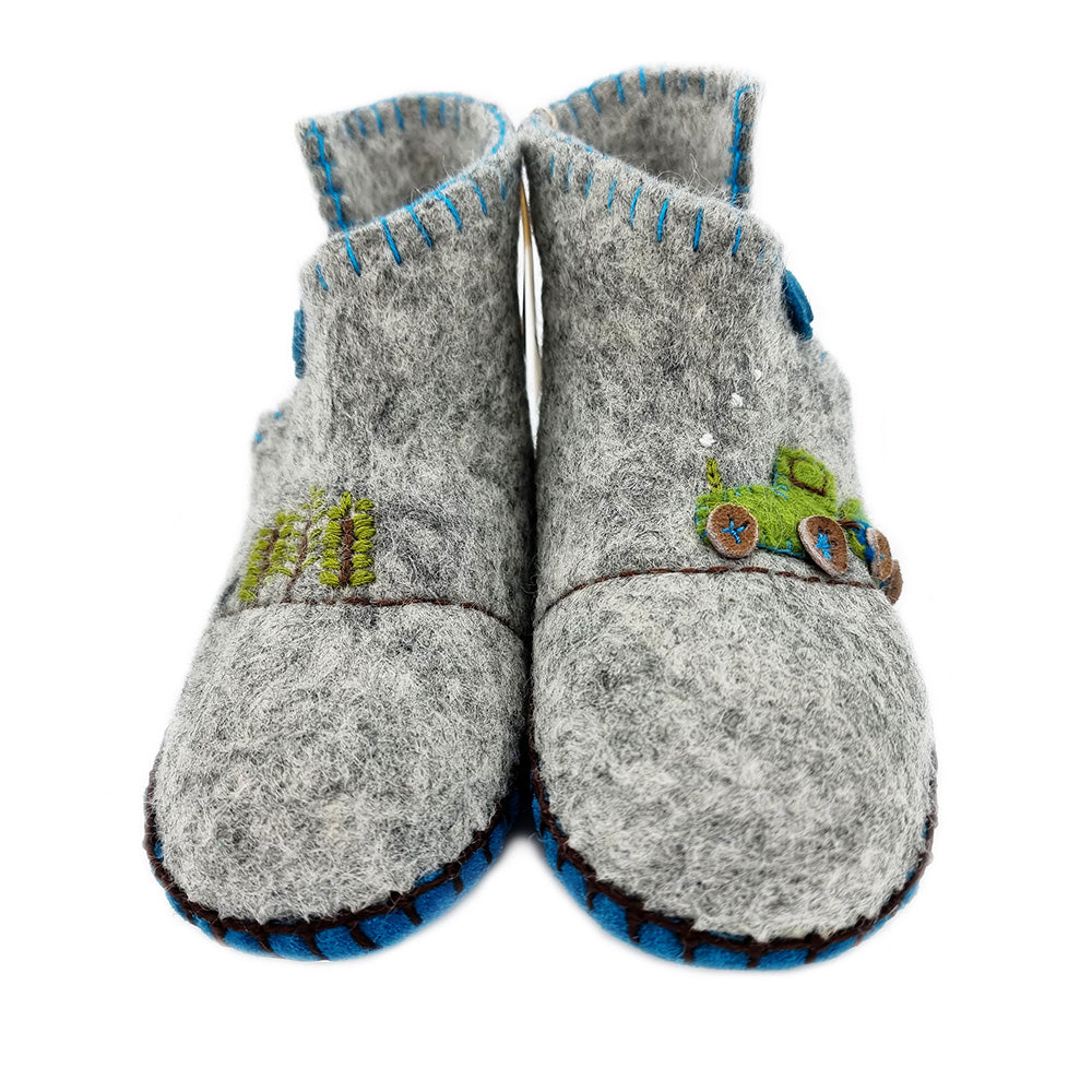Chaussons en Feutre pour Enfants faits à la main (gris)