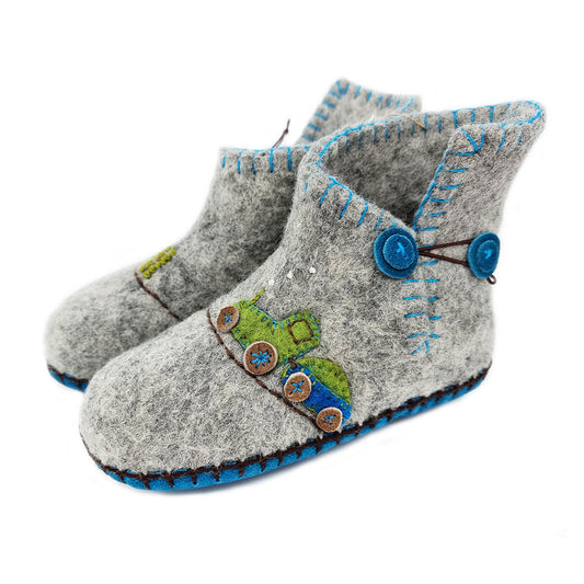 Handmade Children's Felt Slippers (grey) 