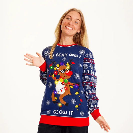 Christmas jumper with flashing lights I'M SEXY AND I GLOW IT