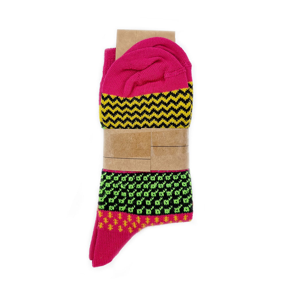 Orange/blue & Pink socks 45% of wool, set of 2 pairs