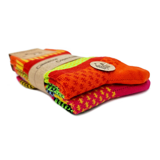 Pink & Orange socks 45% of wool, set of 2 pairs