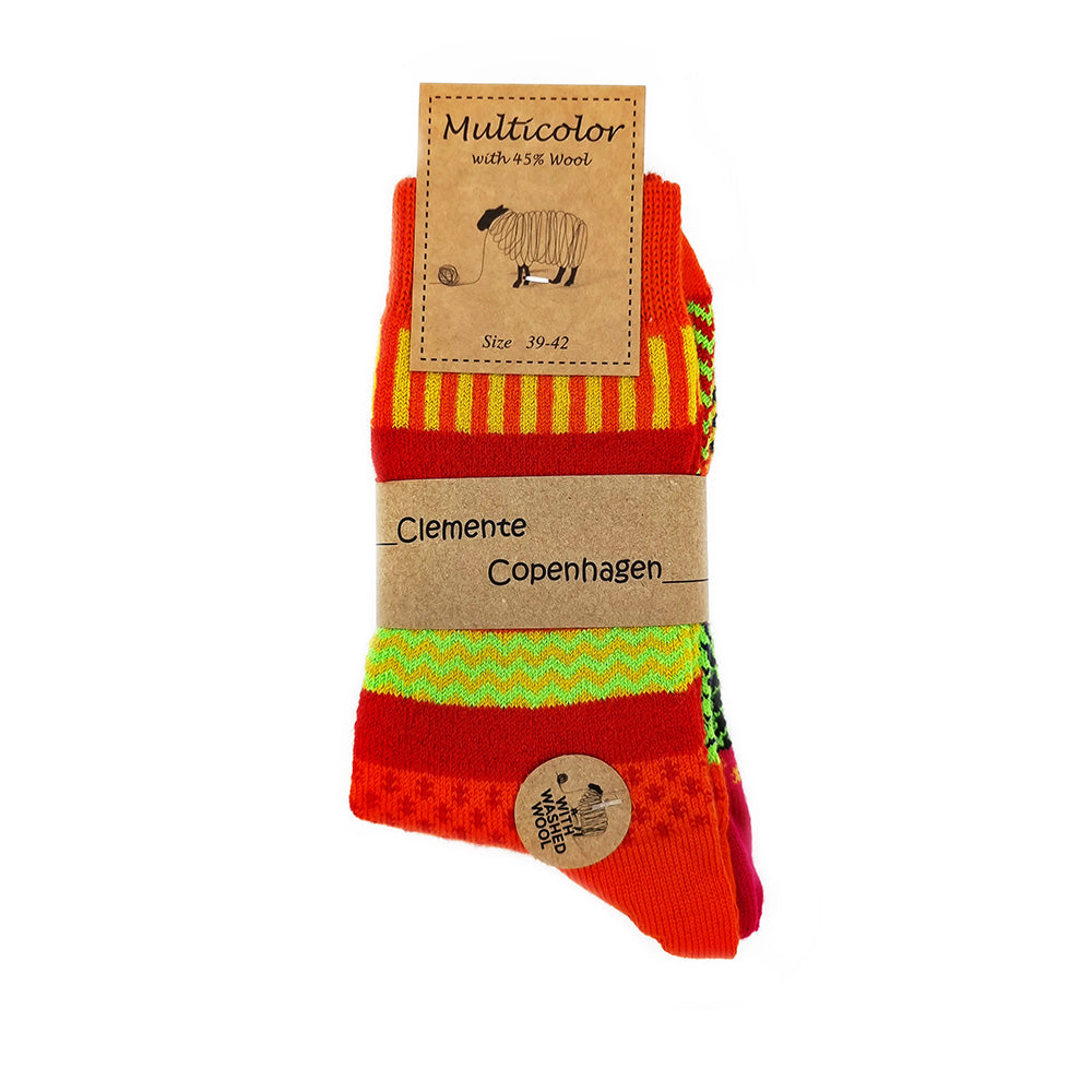 Chaussettes en Laine roses & oranges, lot de 2 paires
