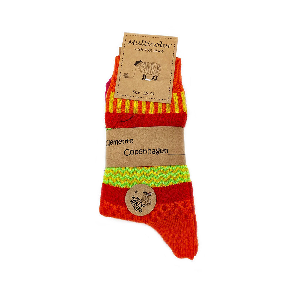 Chaussettes en Laine roses & oranges, lot de 2 paires