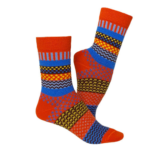 Orange/blue & Pink socks 45% of wool, set of 2 pairs