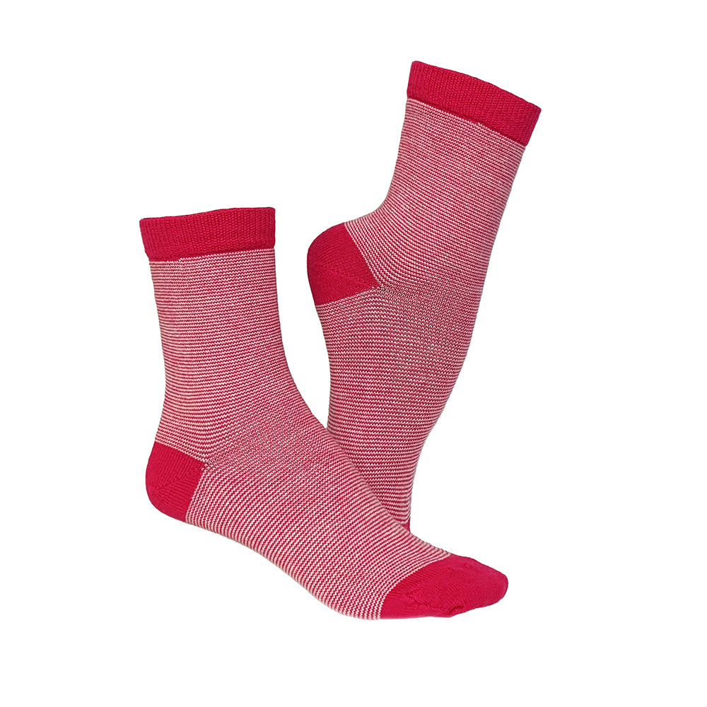 Chaussettes Rayées en 45% Laine lot de 2 paires (rose)