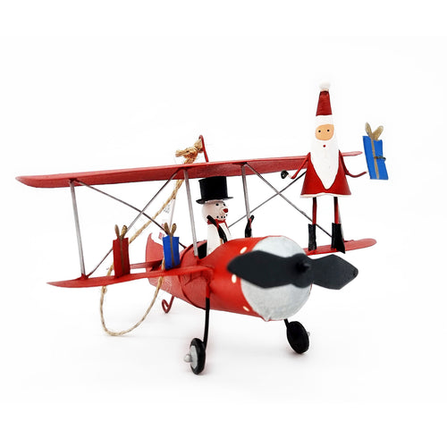 Snowman and Santa on the plane