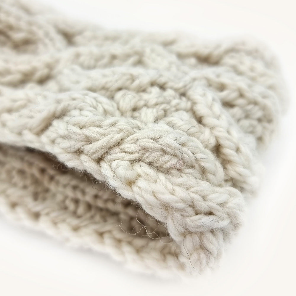Bandeau "Princesse" en Laine Mérinos blanc