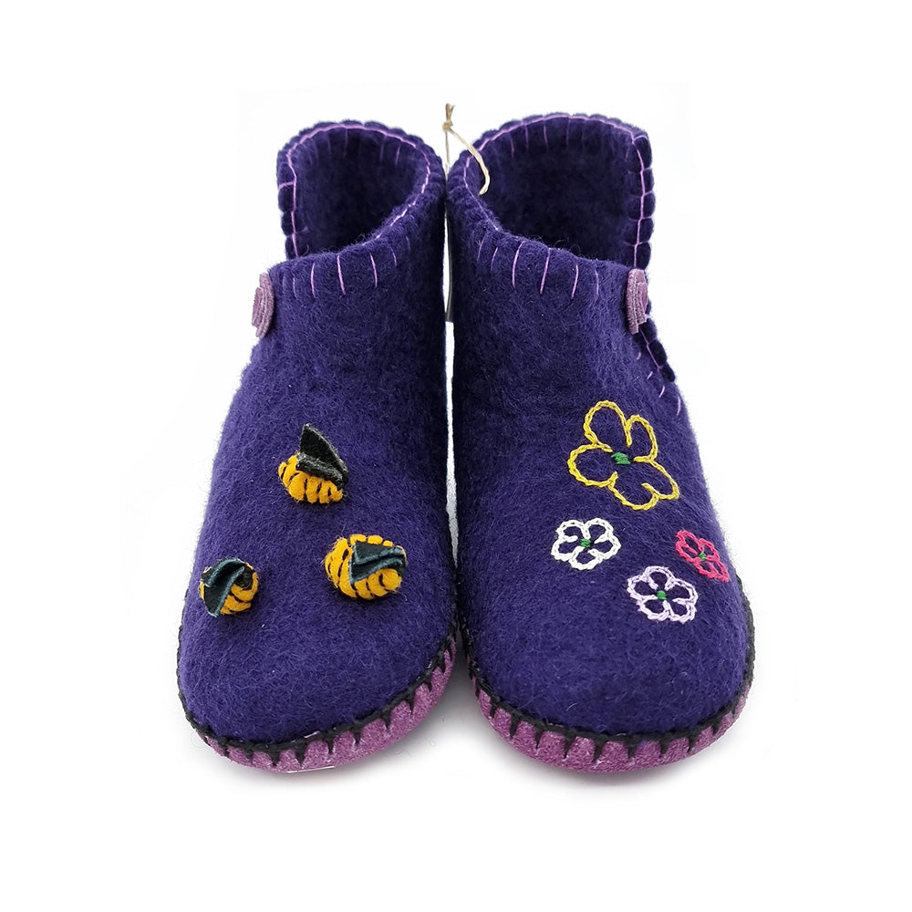 Chaussons en Feutre pour Enfants faits à la main (violet)