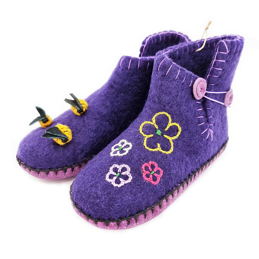 Chaussons en Feutre pour Enfants faits à la main (violet)