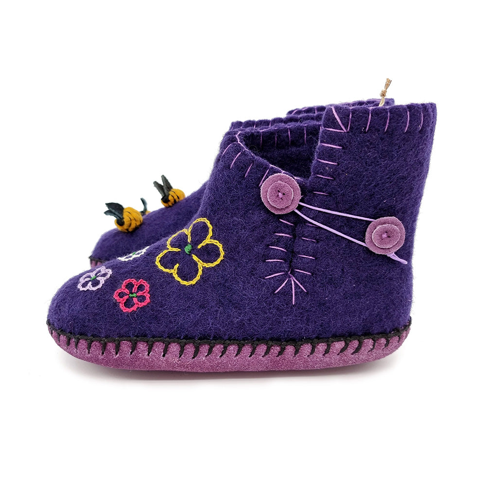 Handmade Children's Felt Slippers (purple)