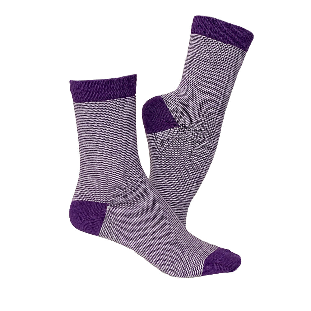 Chaussettes en Laine violettes rayées, lot de 2 paires