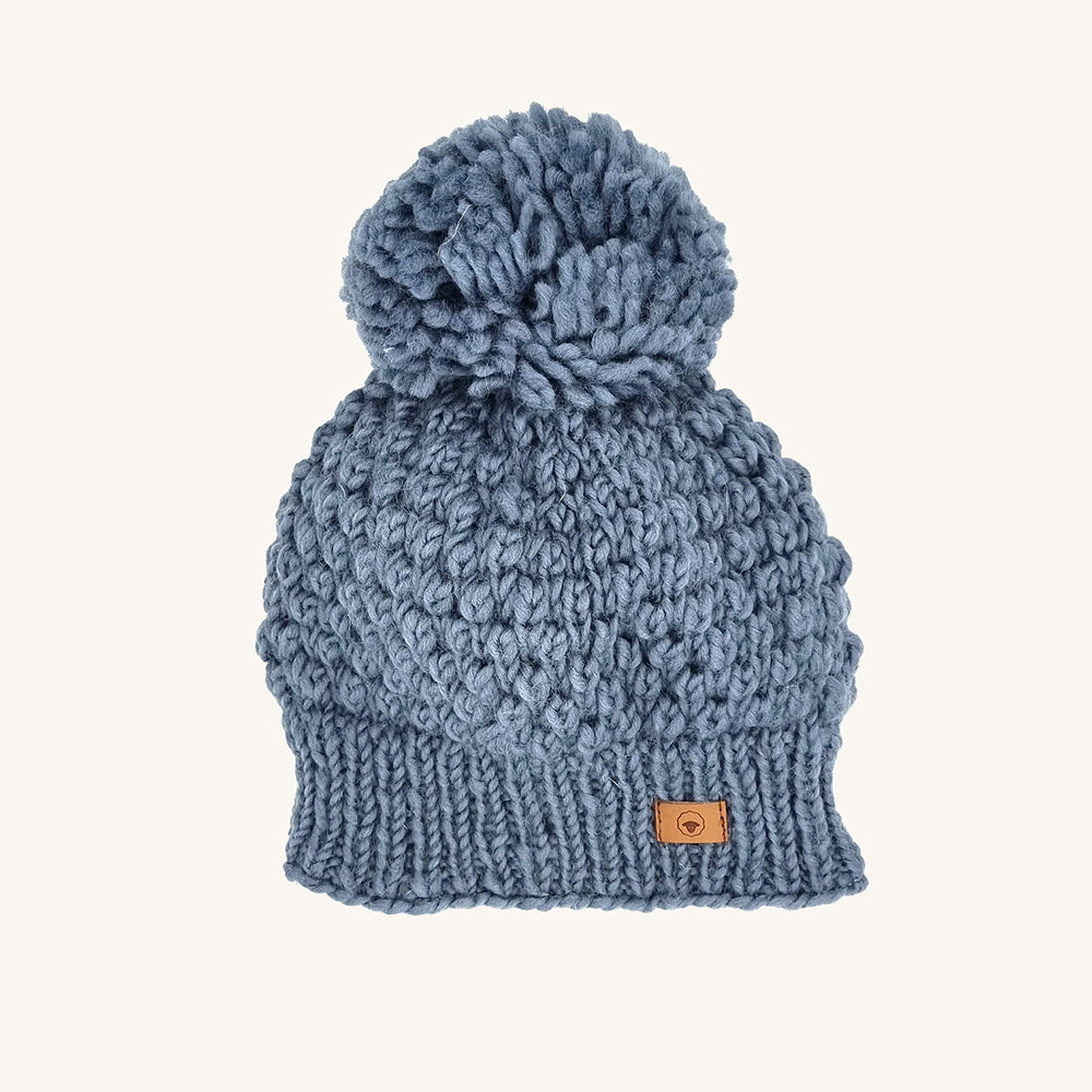 Bonnet "Queen" en Laine d'Agneau bleu denim