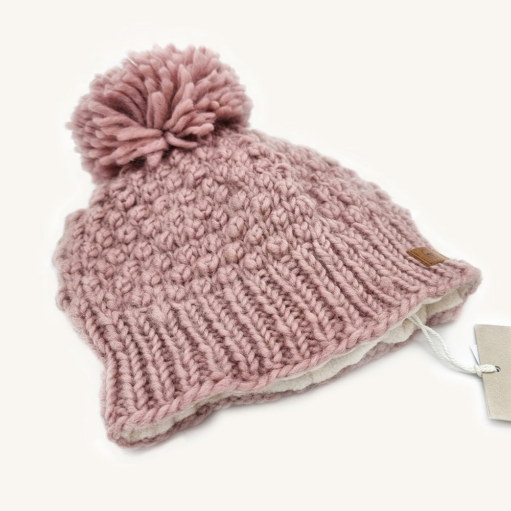 Bonnet "Queen" en Laine d'Agneau rose