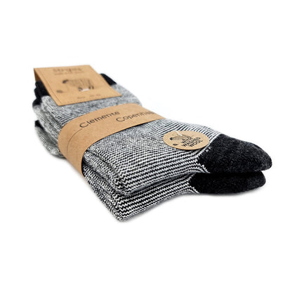 Striped black socks 45% of wool, set of 2 pairs