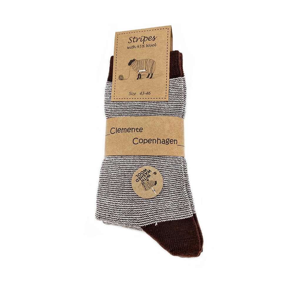 Chaussettes en Laine à rayures marron, lot de 2 paires