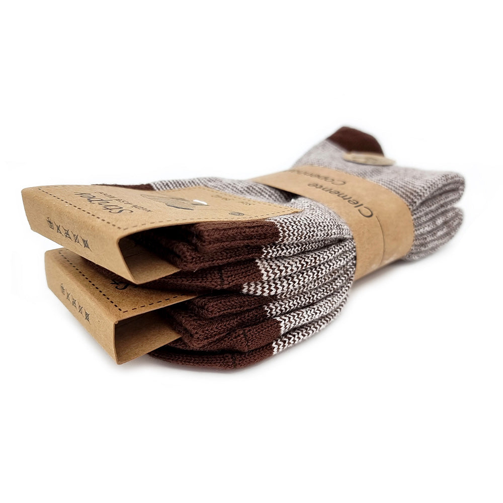 Striped brown socks 45% of wool, set of 2 pairs