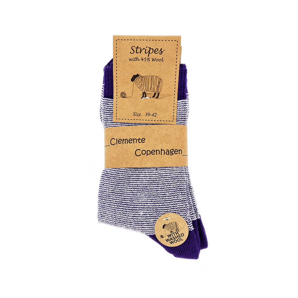 Chaussettes en Laine violettes rayées, lot de 2 paires