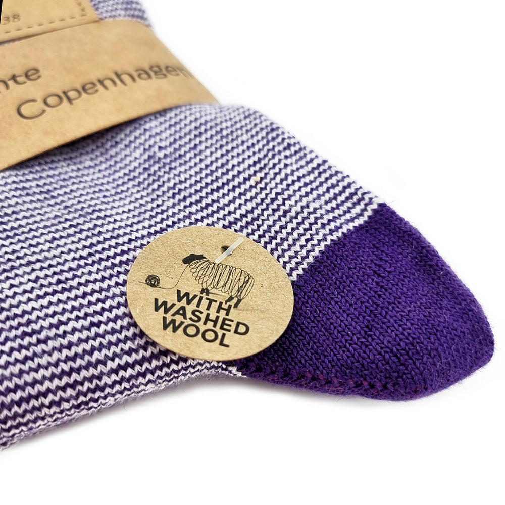 Chaussettes en Laine violettes rayées, lot de 2 paires