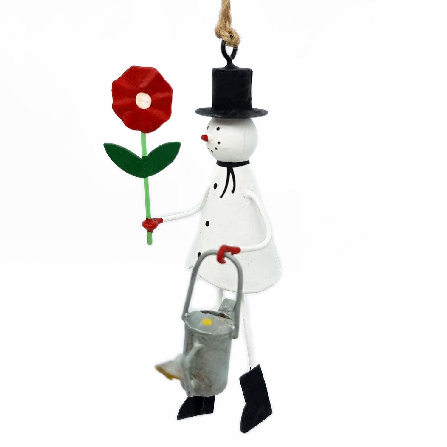 Bonhomme de neige fait du jardinage