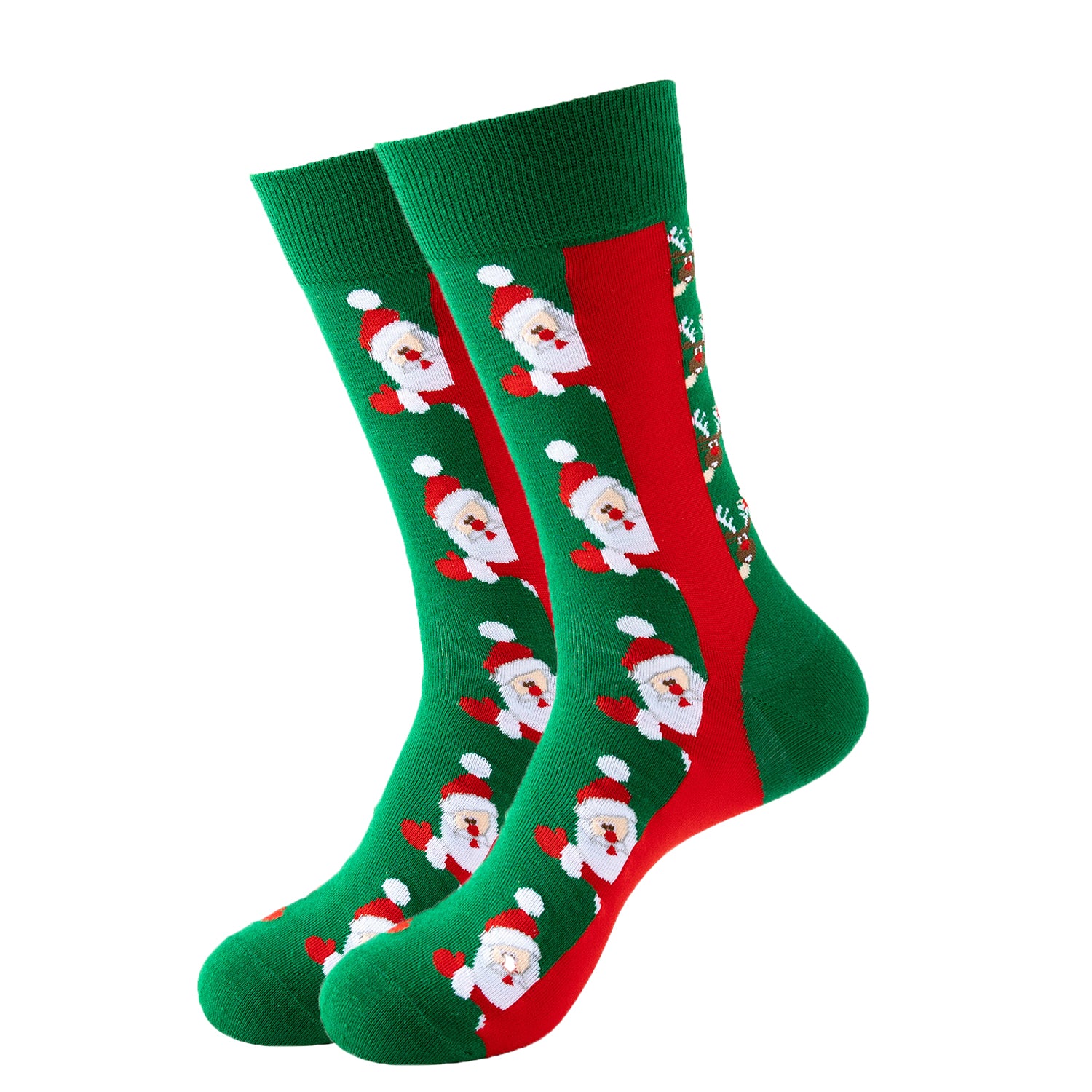 Christmas socks "Santa and Rudolph taking a peep"