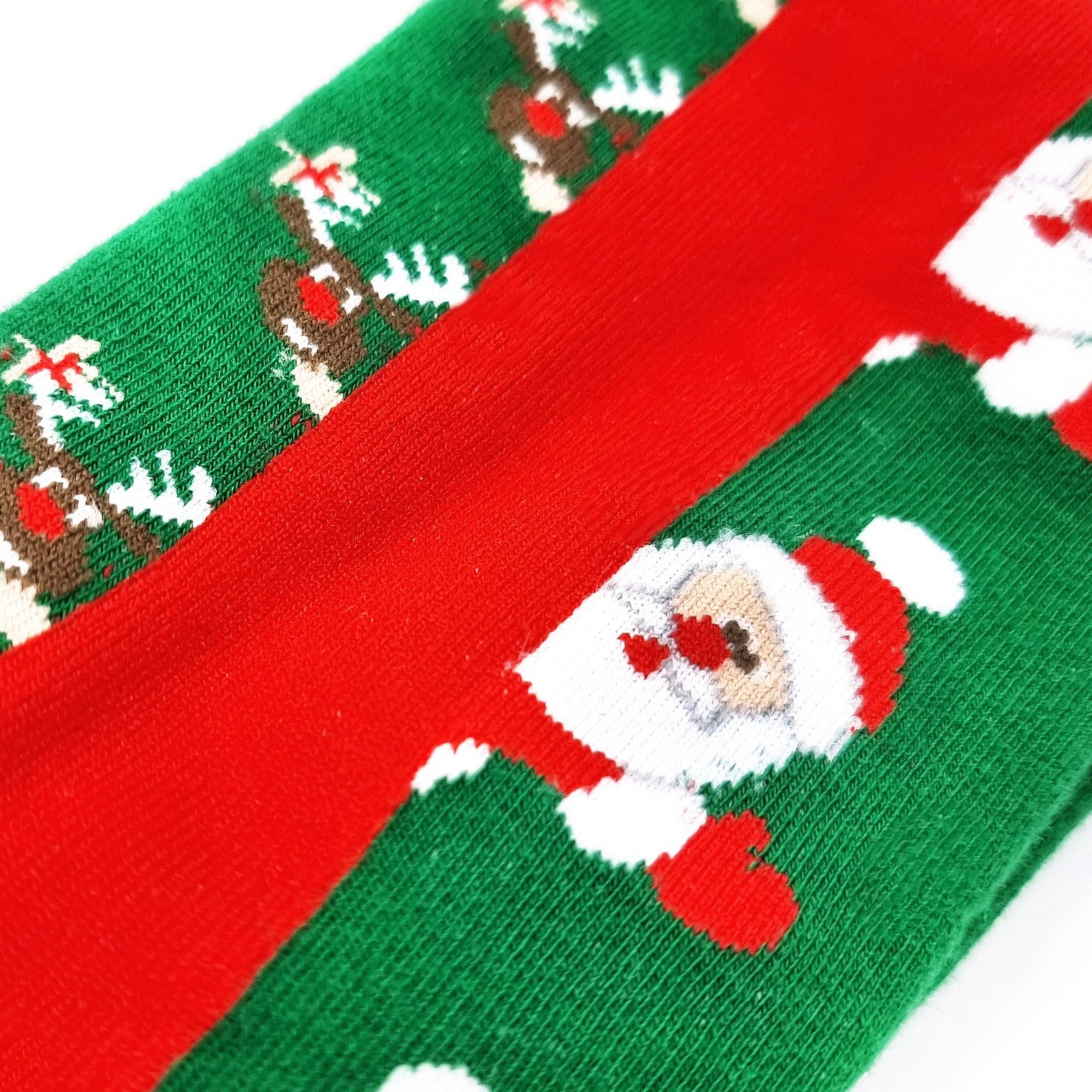 Christmas socks "Santa and Rudolph taking a peep"