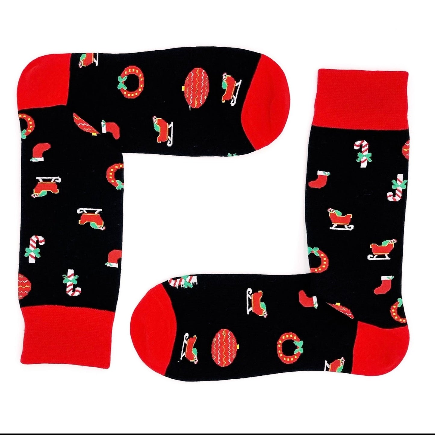 Christmas socks "Black with X-mas ornaments"